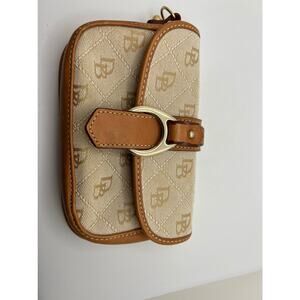 Dooney & Bourke Jacquard Signature & Vachetta Leather Wristlet Bag